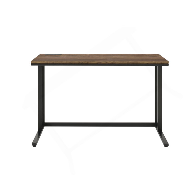 Bureau d'écriture en noyer et noir avec port USB, Noir