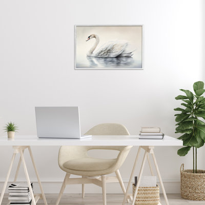 Elegant Floating Swan Framed Giclee, design by Sasha