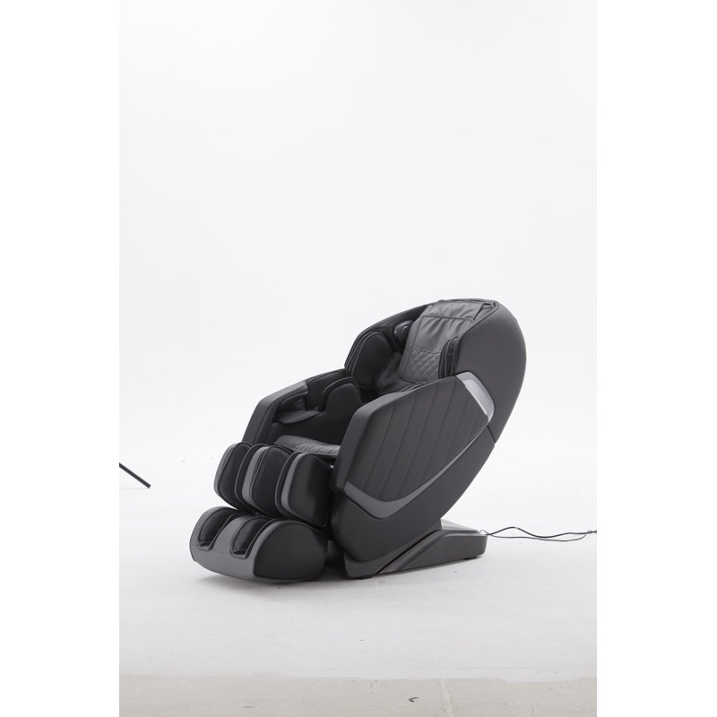 Faux Leather Heated Massage Chair, Black Faux Leather