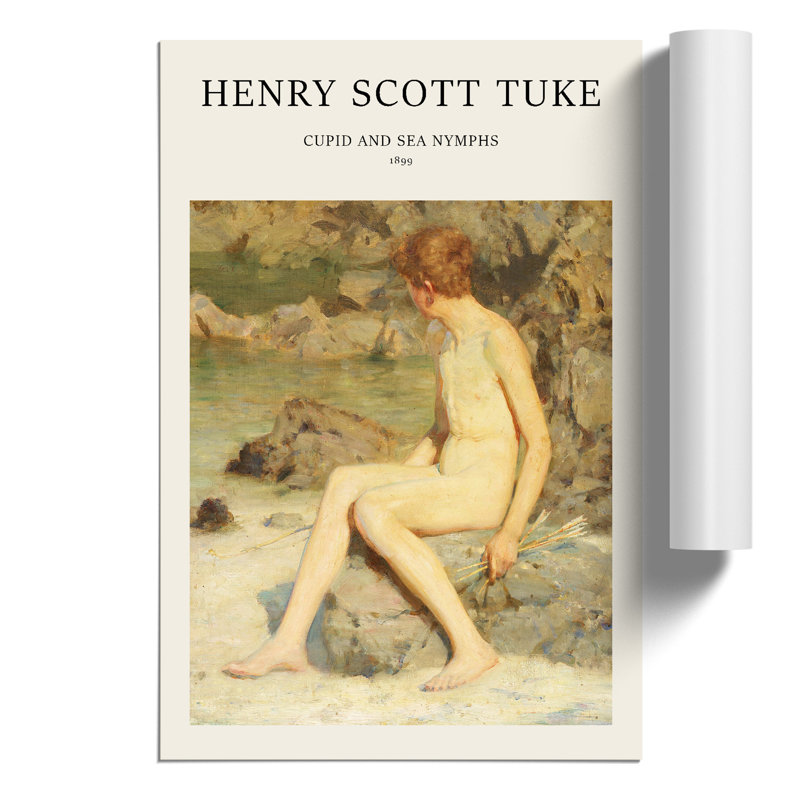 Cupid And Sea Nymphs by Henry Scott Tuke - No Frame Painting, 30cm H x 21cm W x 0.1cm D