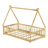 Tent-Shaped Floor Bed,Teepee Bed With Guardrails,Slats-854328842