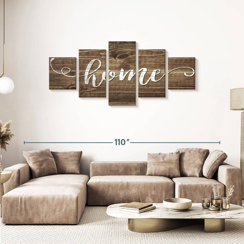 Home Typographie 5 pièces, H 80 po x l 36 po x P 1,25 po