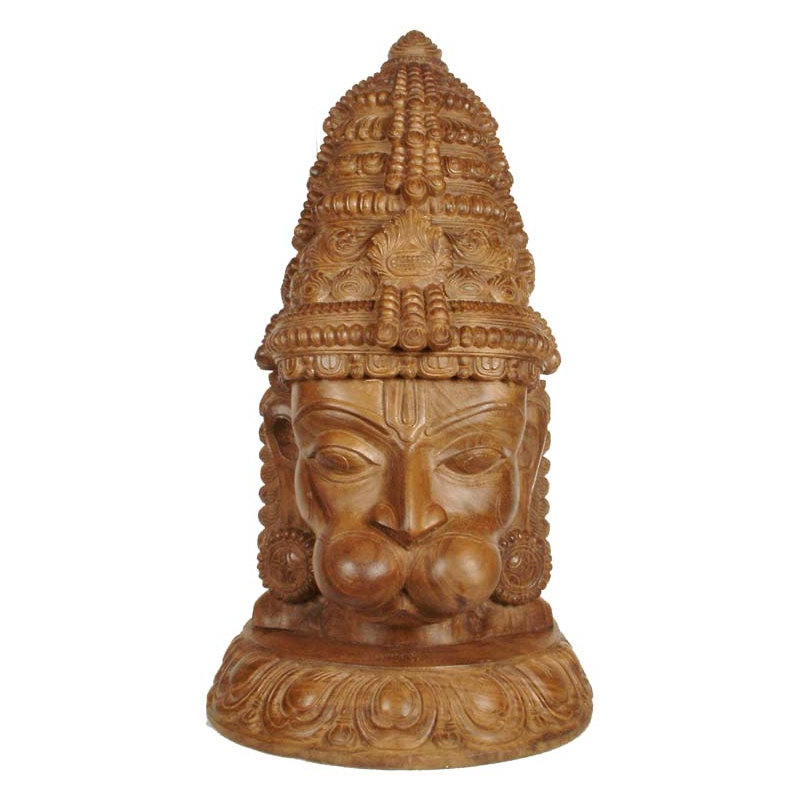 Handmade Wooden Hanuman Statue – Traditional South Asian Sculpture, Iconic Indian Mythology Décor, Spiritual Home Altar Centerpiece