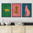 Bright Preppy Animals "Pop Vibrant Bold Green Pink Blue Artwork, Chic Tiger Leopard Colorful Wall Pictures, 3 Pieces Framed Canvas Giclee Digital Print Wall Art"-91874674-91874676