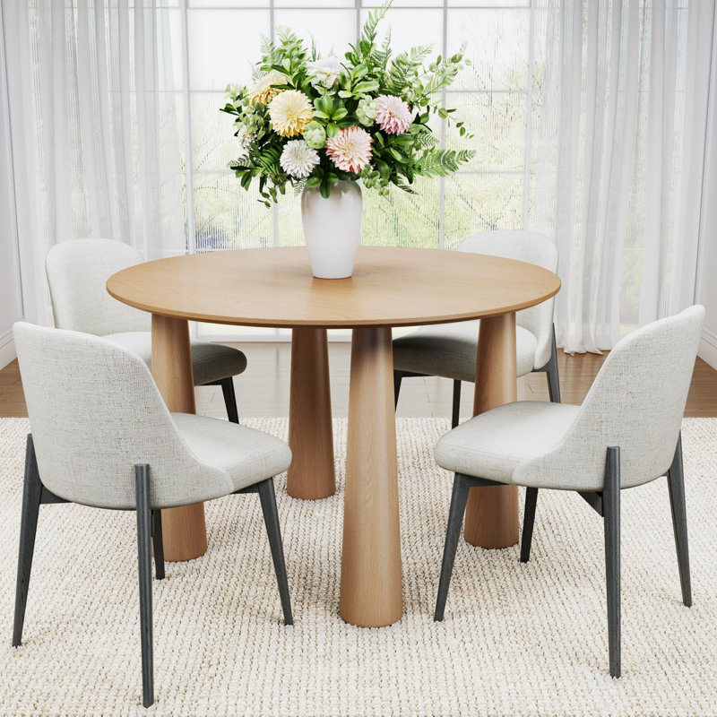 Arline 45" Round Solid Wood Dining Table, Oak