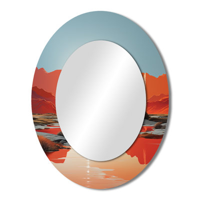 Bold Sunrise Horizon II - Pink Oval Wall Mirror Decor