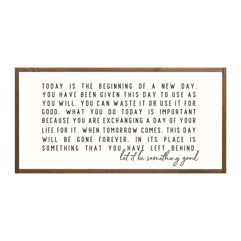 «Today Is The Commencement», art mural encadré en bois, Cadre brun clair