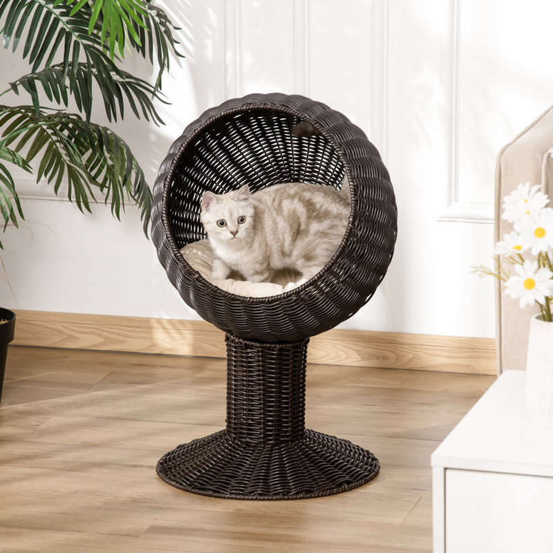Niche surélevée de 68 cm avec coussin confortable pour chat, pour un sommeil paisible