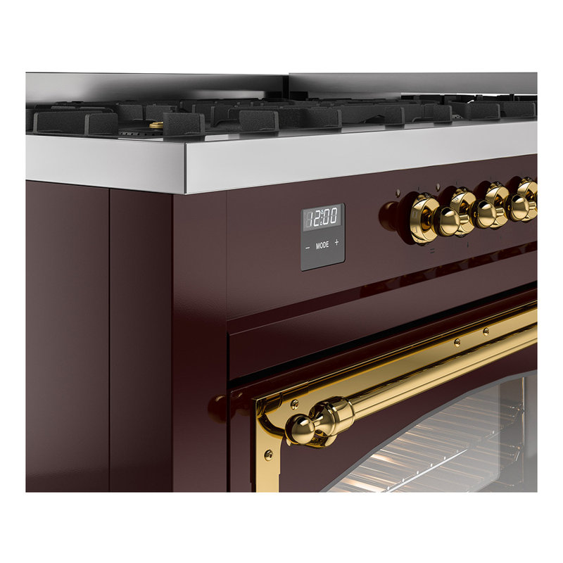 Cuisinière à double combustible ILVE Nostalgie II Series 60 po avec 9 brûleurs scellés, plaque de cuisson (propane liquide, porte vitrée)