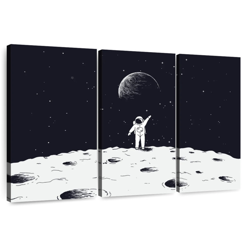 Oberle astronaute sur la lune, H 36 po x l 57 po
