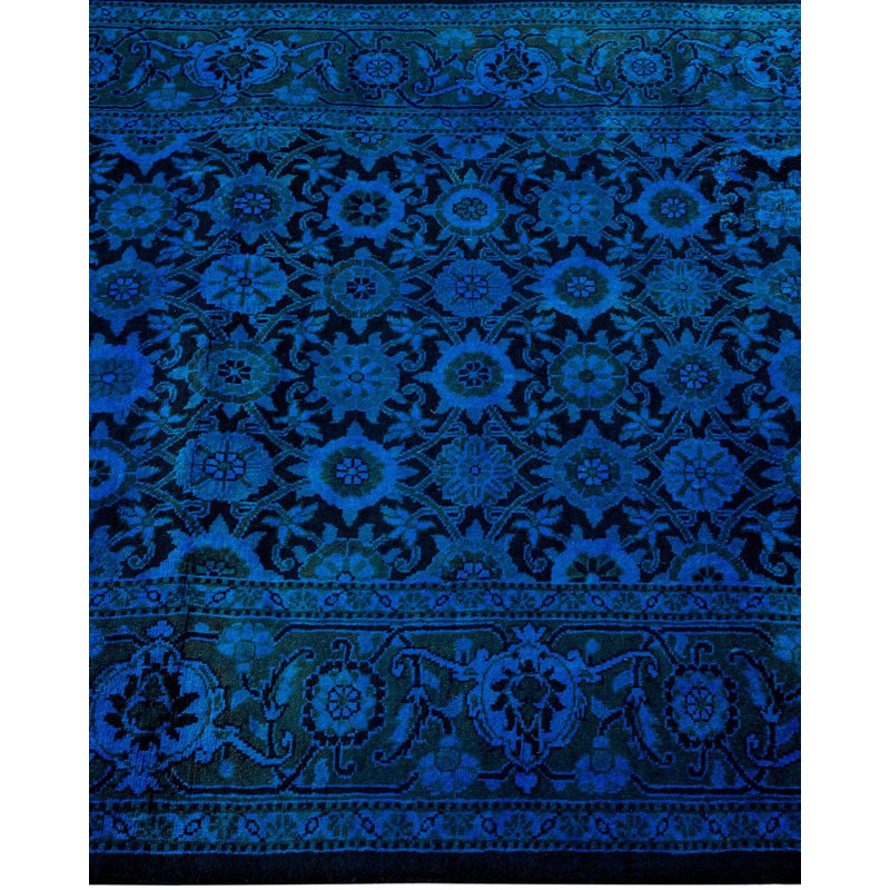 Tapis bleu noué à la main de conception unique Holsworth - bleu