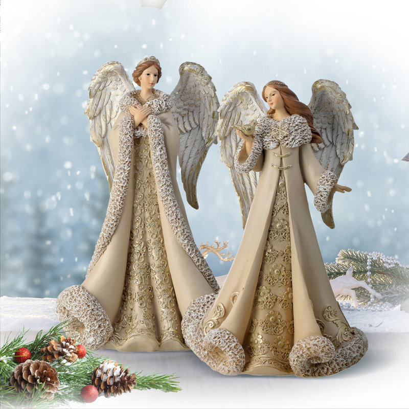 Ensemble de 2 anges opulence en résine