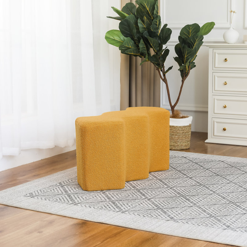 Sahithi Upholstered Ottoman, Yellow