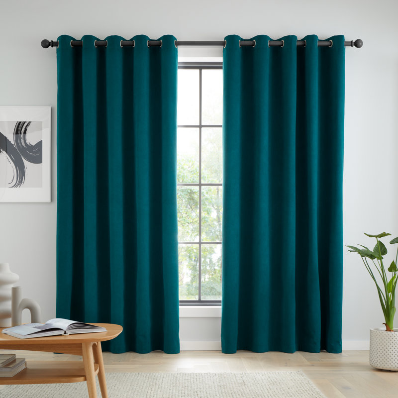 Wilson Blackout Thermal Curtains, Green, 168cm Width x 229cm Drop