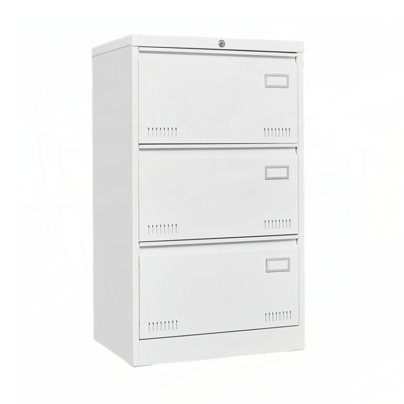 Filing Cabinet Lateral File Cabinet 3 Drawer with Lock, Ideal for Legal Letter A4 F4 Documents, Home and Office Use, White