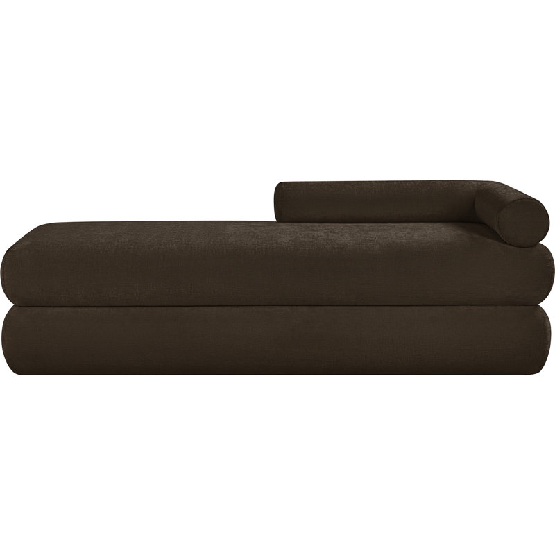Banc rembourré en chenille Kennedy, Tissu chenille brun