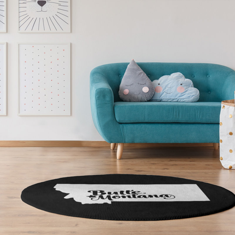 Tapis noir de montana en poly-chenille butte, Rond 5 pi