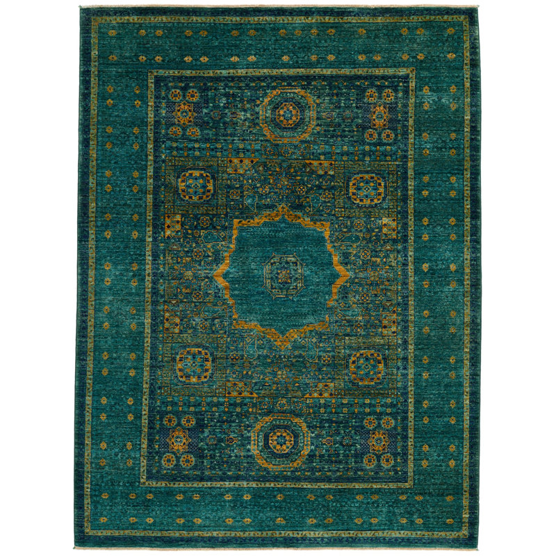 6x8 Light Blue and Light Green Anatolian Traditional Rug