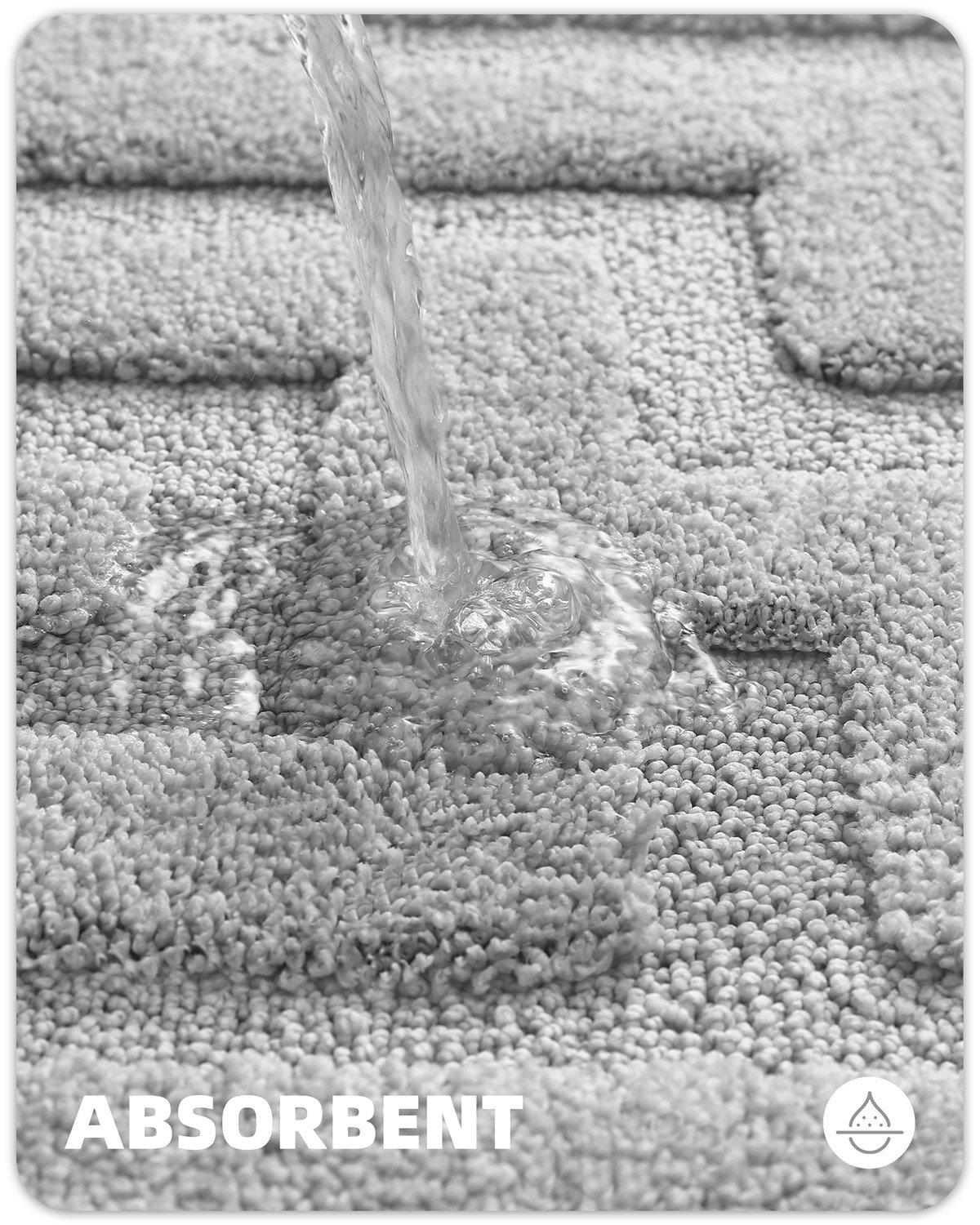 Non-Slip Bath Rug, 16" L x 24" W, Gray