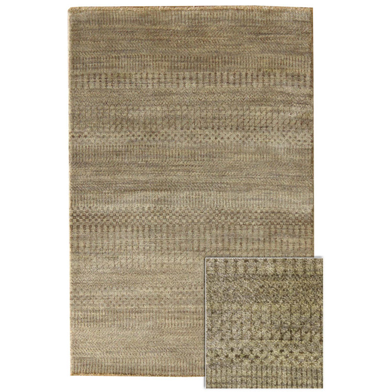 Illusion Wool Striped Area Rug in Brown, Rectangle 6'1" x 9'1"