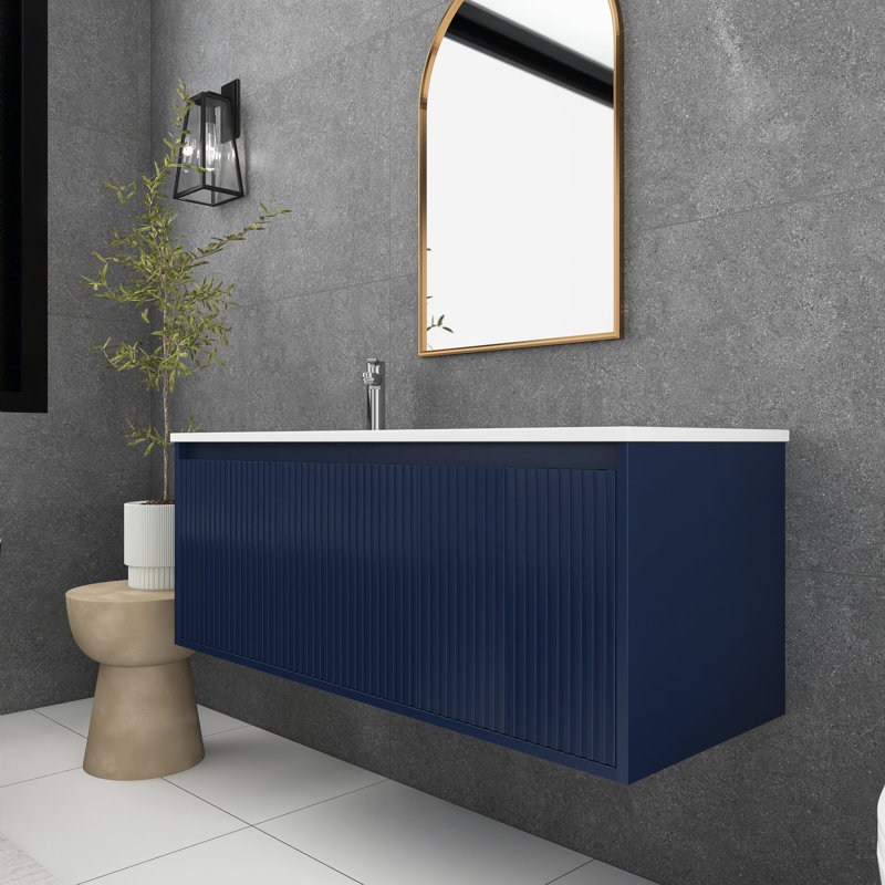 Ensemble de meuble-lavabo mural simple 48 po Hazeleigh