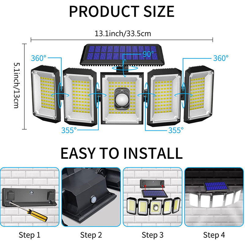 LED Solar Power Dusk to Dawn Flood Light with Motion Sensor