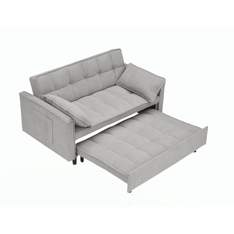 Causeuse avec lit escamotable pour le salon, Light Gray Corduroy