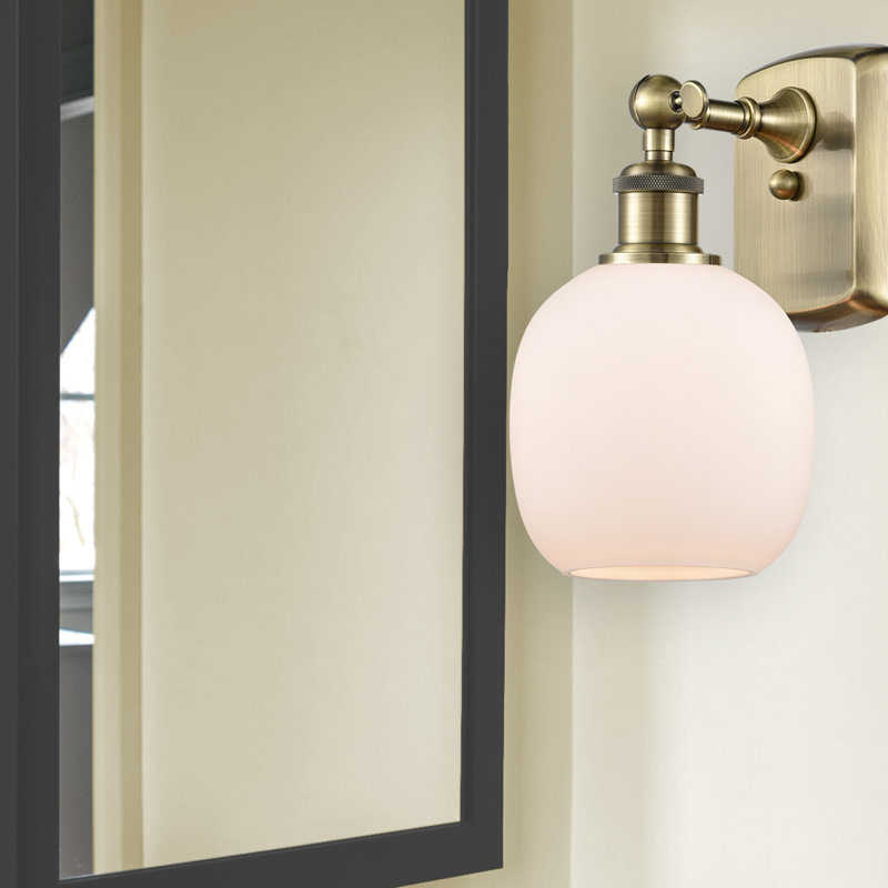 Whelan 1 - Light Dimmable Armed Sconce, Matte White, No Bulb Included, Antique Brass