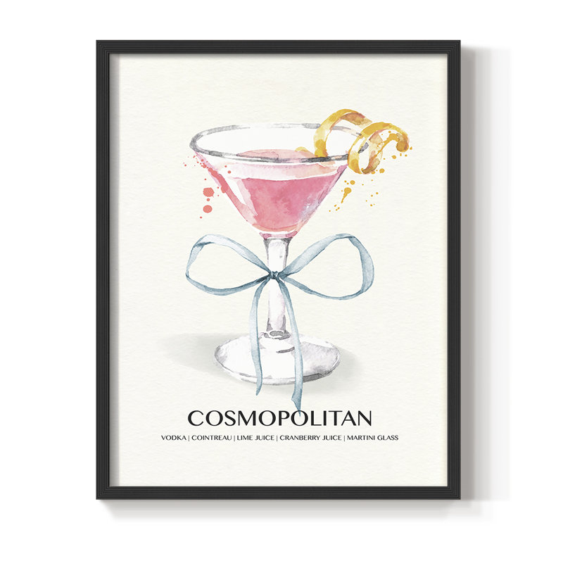 Cosmo Bow, reproduction encadrée - bois massif, H 30 po x l 24 po, Noir, noir, noir, noir