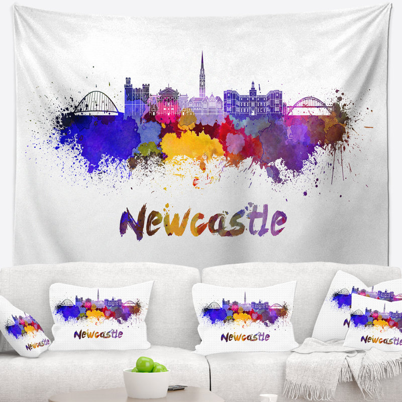 Tapisserie de skyline de newcastle Cityscape, H 32 po x l 39 po