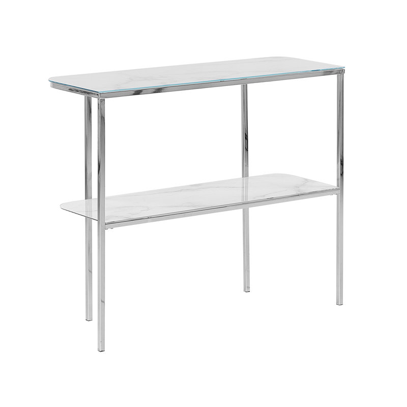 Rachida 100cm Glass Top Console Table, Silver