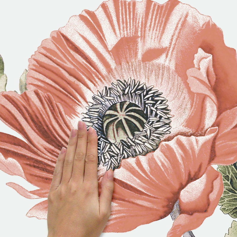 Adhésif décoratif rétro coquelicot floral