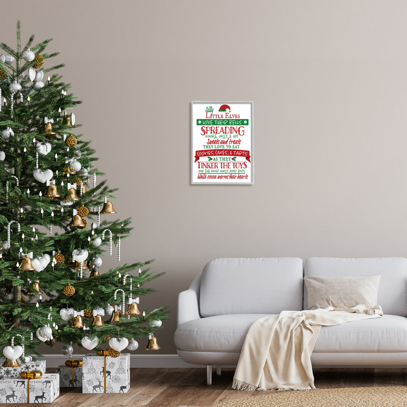 "Silly Little Elves List Festive Christmas" par Hugo Edwins - impression, Estampe numérique Farmhouse, H 20 po x l 16 po