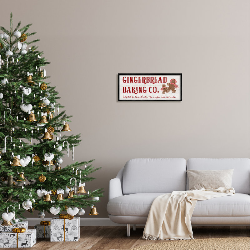 «Gingerbread Bake Co Holiday» encadré sur bois par Natalie Carpentieri, impression, Noir, H 10 po x l 24 po