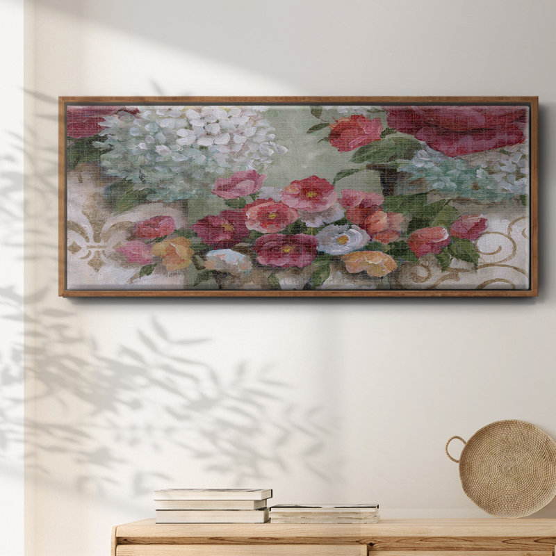 Contained Blooms- Framed Canvas, 24" H x 60" W