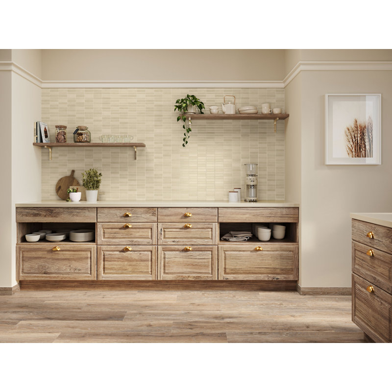 Kaleido 8"x8" Porcelain Brick Look Wall Tile, Ivory