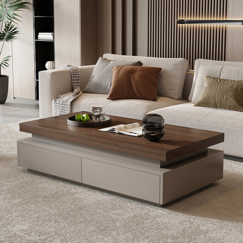 Table basse moderne, simple et créative, H 16,5 po x L 59,1 po x l 33,5 po, Gris / Brun