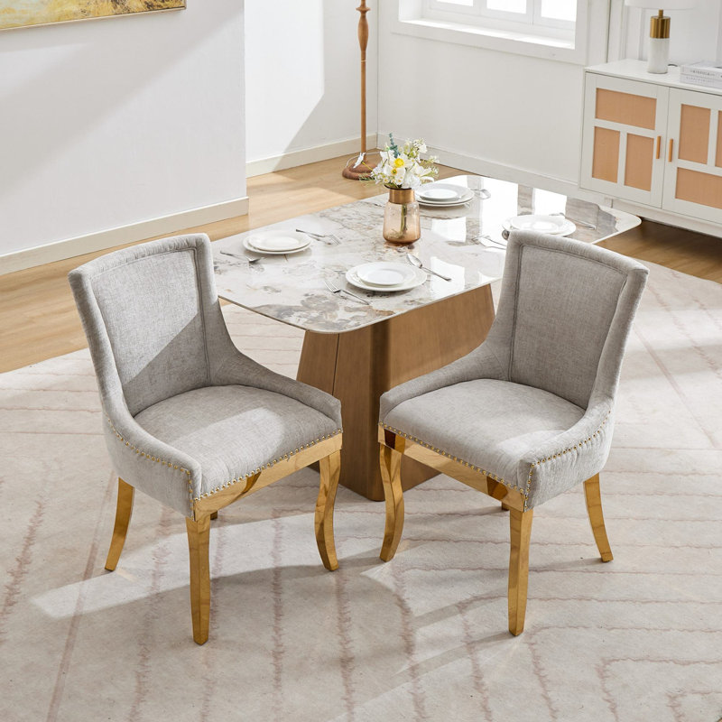 Chaises de salle à manger modernes en chenille, Beige