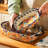 2 pieces of large-capacity exotic ceramic baking dishes and dinner plates with pattern decoration and double-ear handles, rectangular ceramic baking bowls suitable for oven use, and cooking utensils