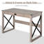 Bureau d'ordinateur de 44 pouces, bureau d'écriture rustique, poste de travail de ferme avec tiroir de rangement, structure en X