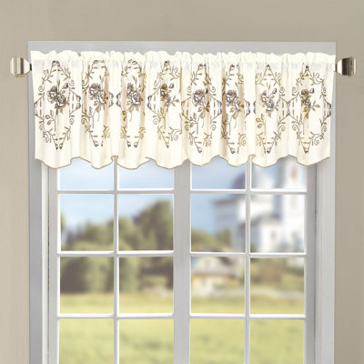 Floral Embroidery Scalloped 60.00'' Window Valance