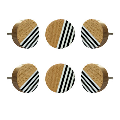 Boutons rayés en bois de 1,5 po de diamètre