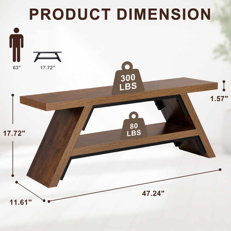 Banc de rangement à chaussures 48 "L, H 17,72 po x l 47,24 po x P 11,61 po, Bois médium