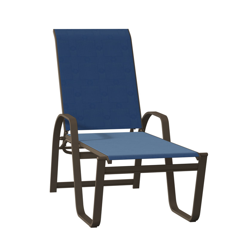 Chaise longue inclinable Holna, Bois de plage texturé, Cobalt 35D Sunbrella®