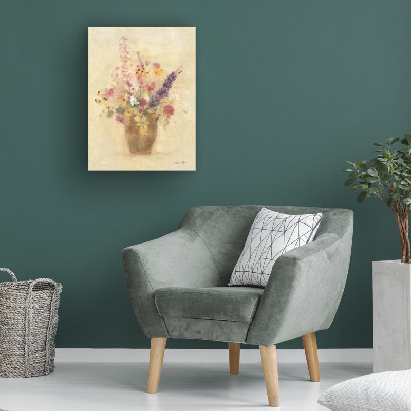 Art sur toile «Bachelor», fleurs sauvages dans un vase, H 19 po x l 14 po