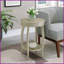 Table basse ronde antique blanche avec tablette inférieure - Bois massif durable Panneau de fibres à densité moyenne, peu encombrant pour le salon-121049523