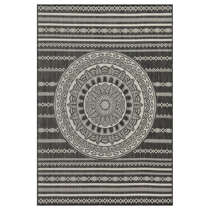 2 Ft. 7 In. X 7 Ft. 3 In. Area Rug Indoor/Outdoor, Anthracite, Rectangle 5 pi 3 po x 7 pi 3 po