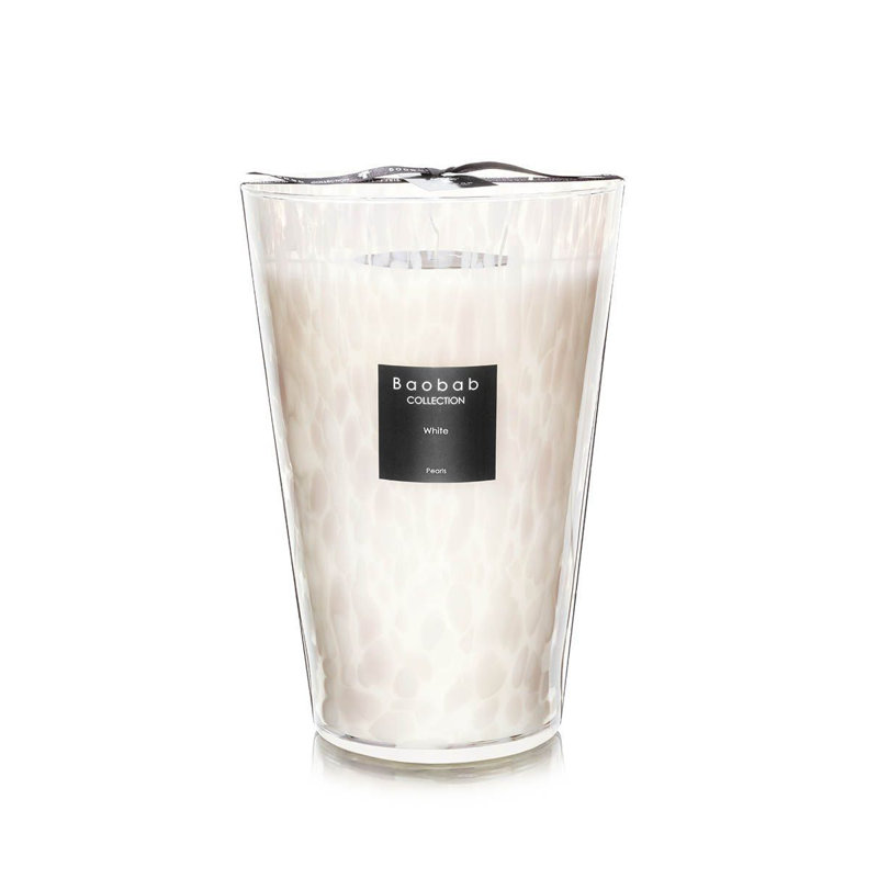 Pearls White Candle, 13.8" H x 9.36" W x 9.36" D