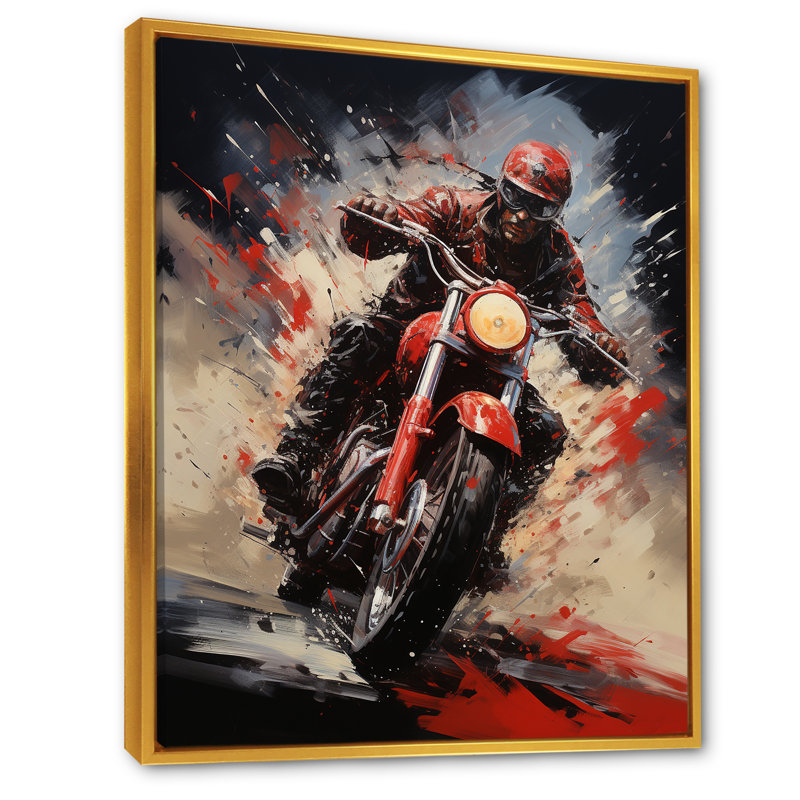 Crimson Thunder Red Dirt Bike III, Cadre flottant doré, H 32 po x l 16 po x P 1 po