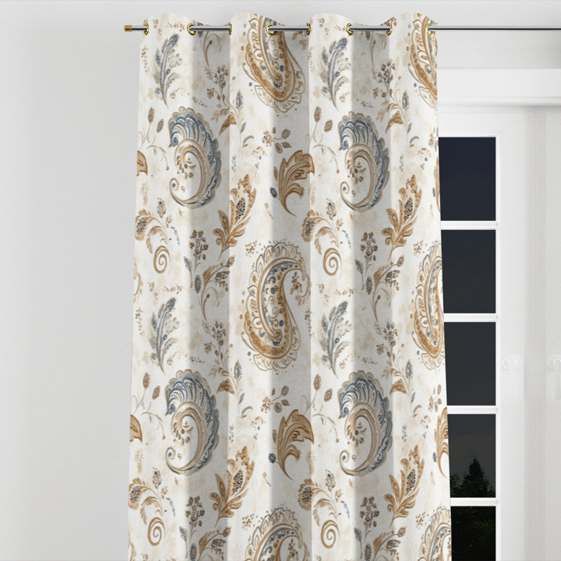 Rideaux modernes pour chambre à coucher - Rideau à œillets scandinave Azema - 1 panneau, L 52 po x L 84 po, Œillets dorés